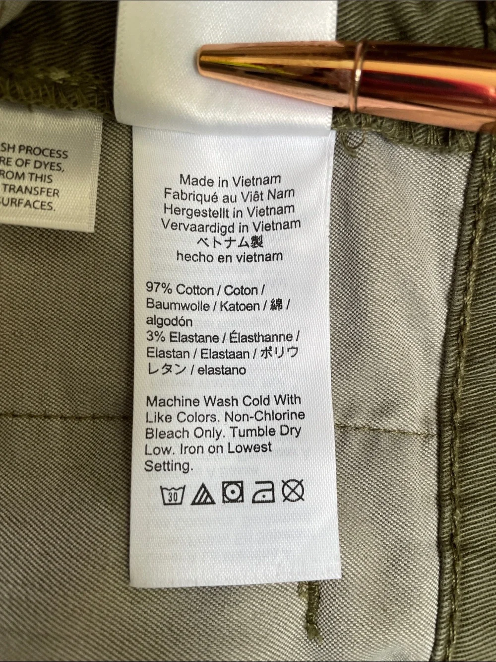 Crew Vintage Straight Chino Pants 26 Olive Green Cropped Ankle Stretch